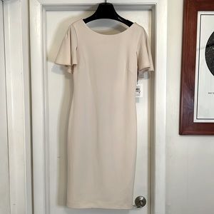 NWT blush color Calvin Klein dress. As 6. Small cape.